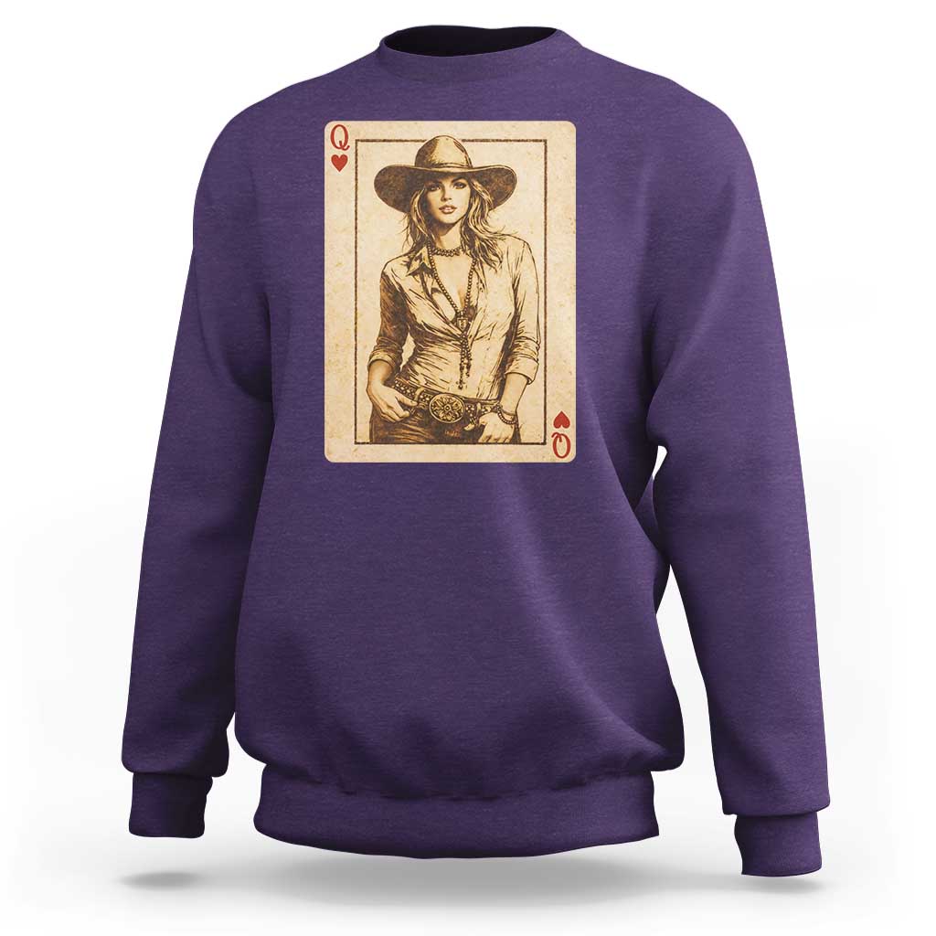 Funny Western Valentine Cowgirl Queen of Hearts Card Sweatshirt