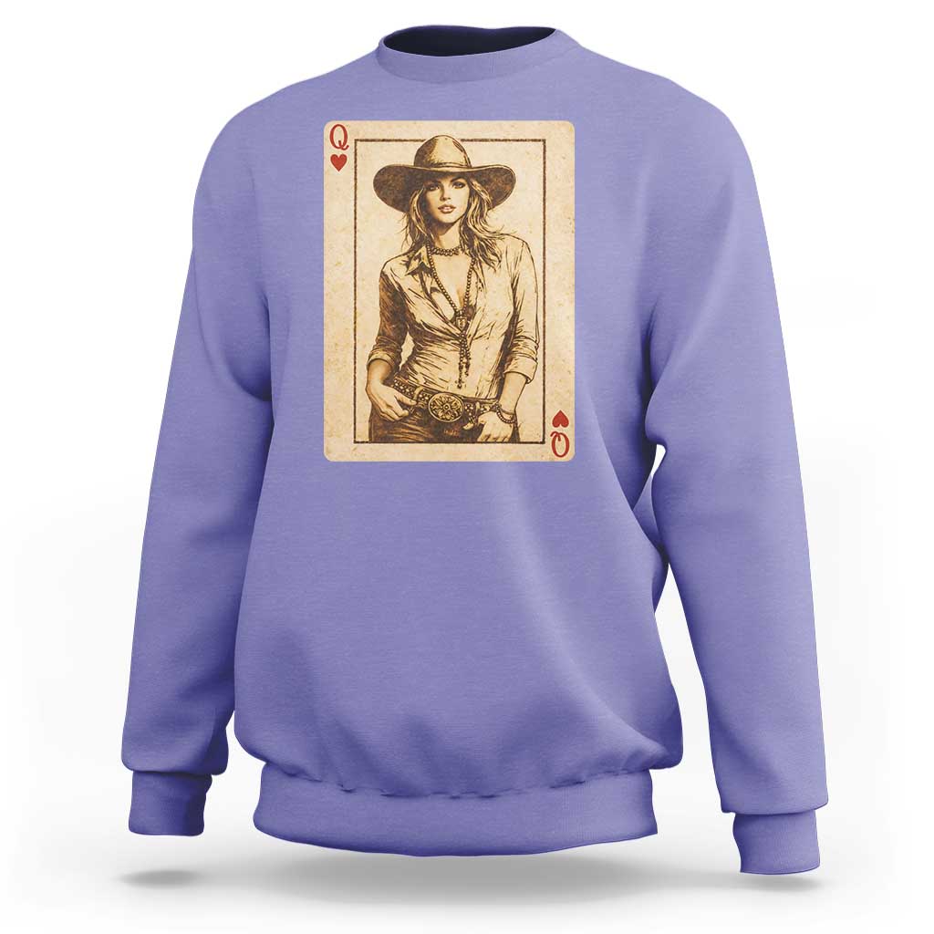 Funny Western Valentine Cowgirl Queen of Hearts Card Sweatshirt