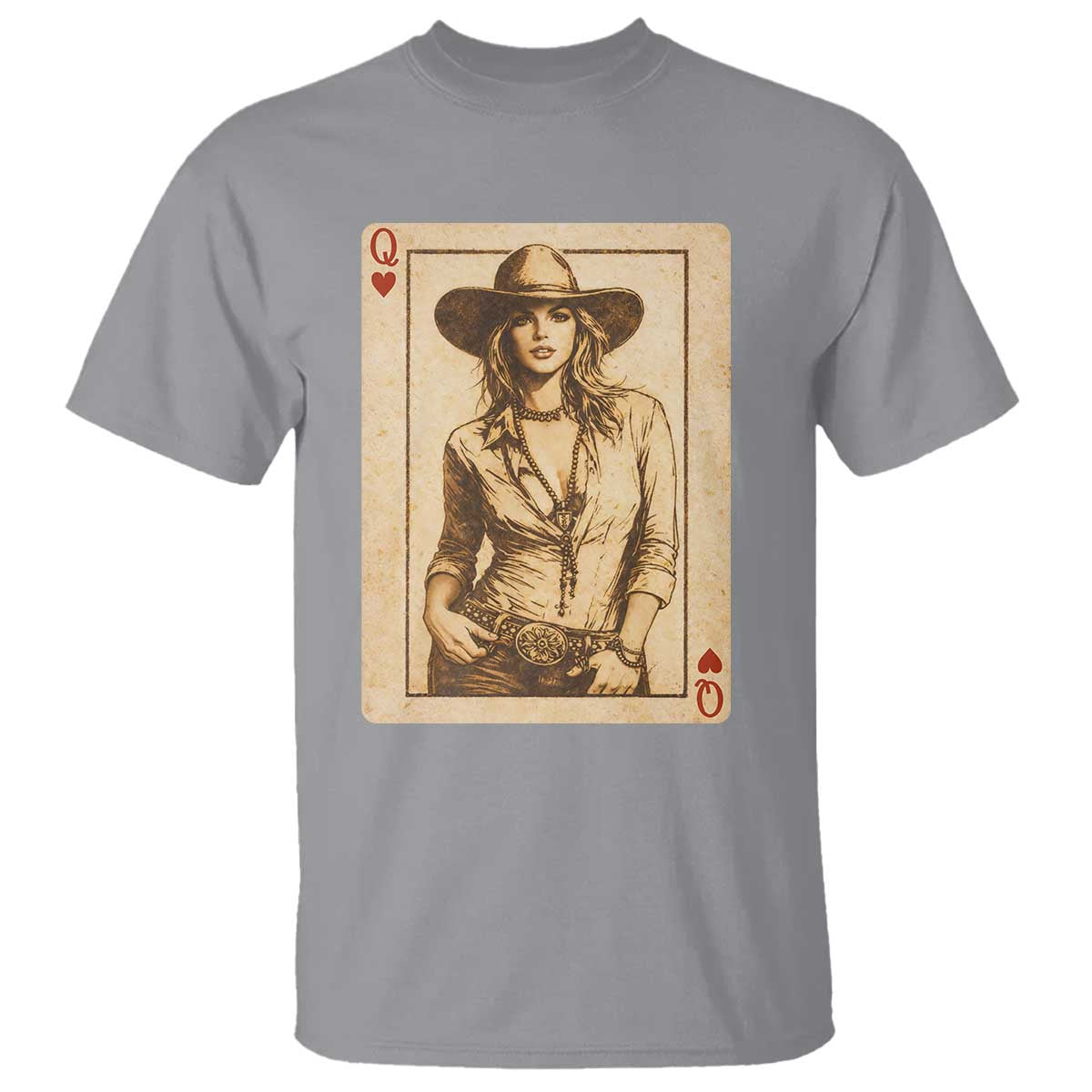 Funny Western Valentine Cowgirl Queen of Hearts Card T Shirt