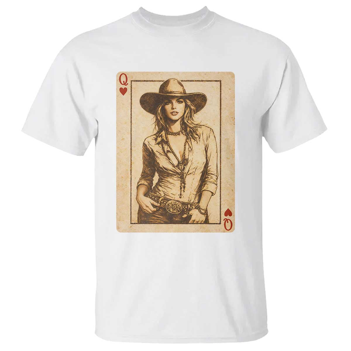 Funny Western Valentine Cowgirl Queen of Hearts Card T Shirt