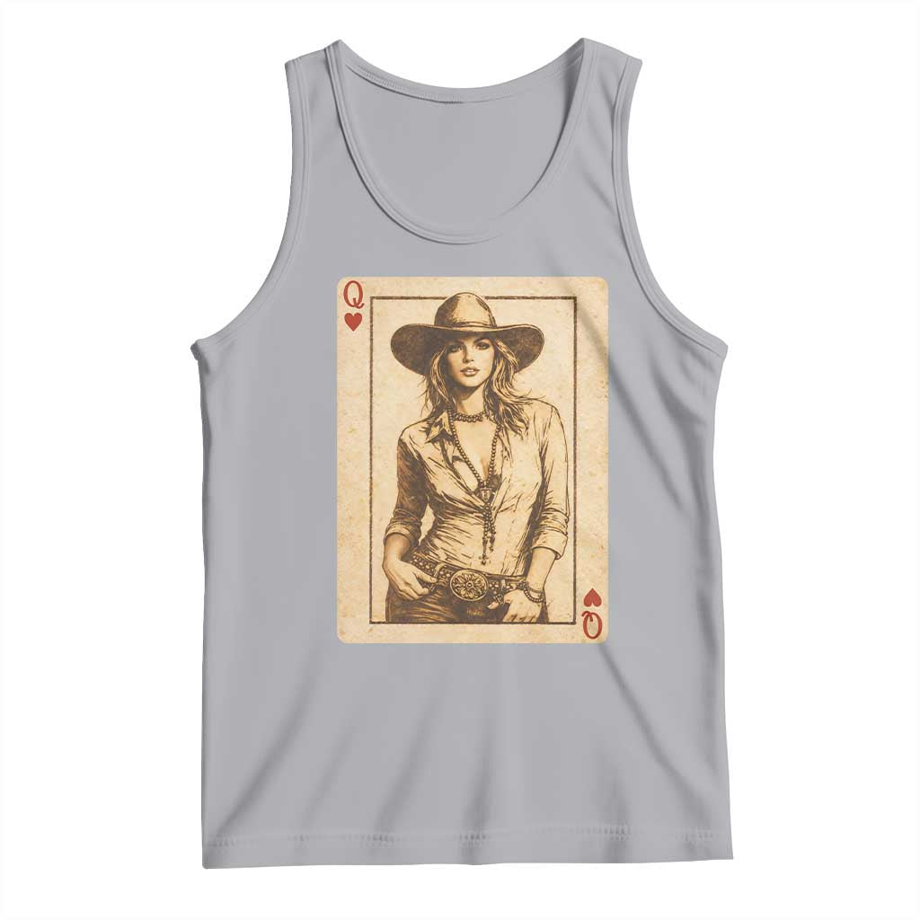 Funny Western Valentine Cowgirl Queen of Hearts Card Tank Top