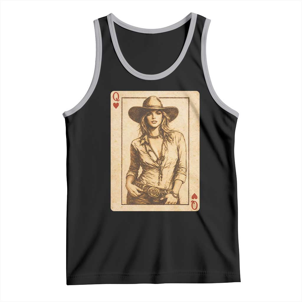 Funny Western Valentine Cowgirl Queen of Hearts Card Tank Top