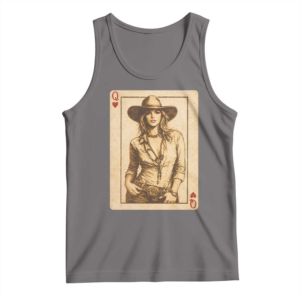 Funny Western Valentine Cowgirl Queen of Hearts Card Tank Top