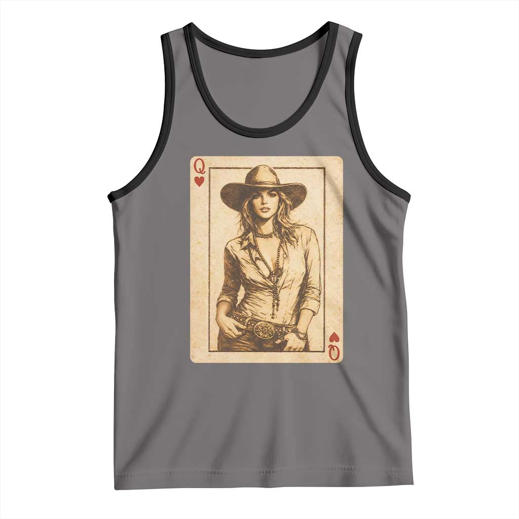 Funny Western Valentine Cowgirl Queen of Hearts Card Tank Top
