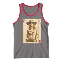 Funny Western Valentine Cowgirl Queen of Hearts Card Tank Top