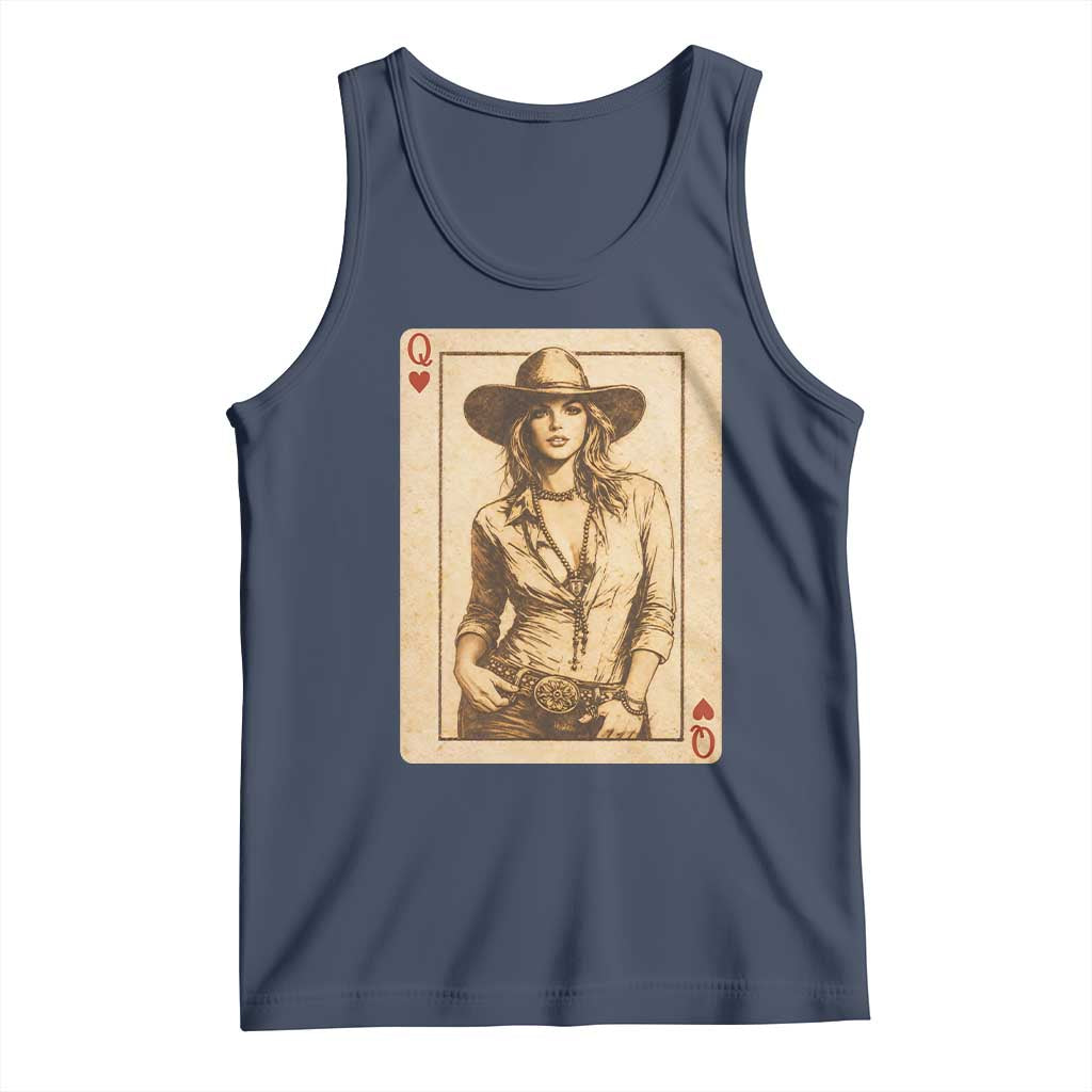 Funny Western Valentine Cowgirl Queen of Hearts Card Tank Top
