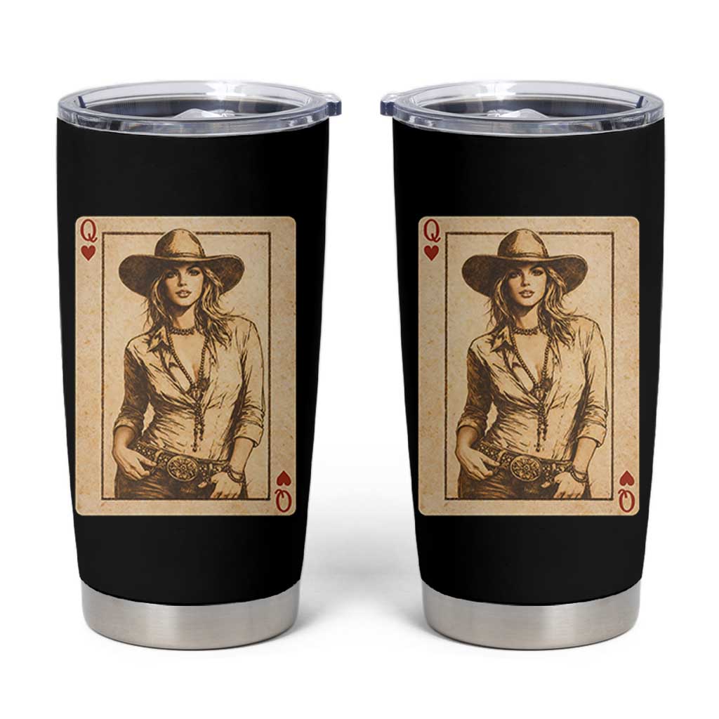 Funny Western Valentine Cowgirl Queen of Hearts Card Tumbler Cup