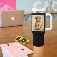 Funny Western Valentine Cowgirl Queen of Hearts Card Tumbler With Handle