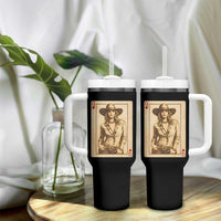 Funny Western Valentine Cowgirl Queen of Hearts Card Tumbler With Handle