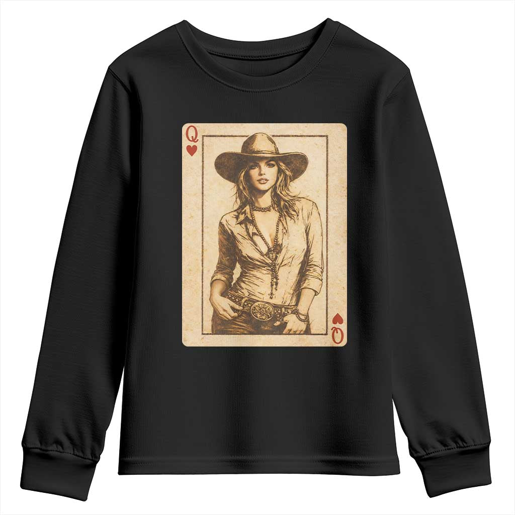 Funny Western Valentine Cowgirl Queen of Hearts Card Youth Sweatshirt