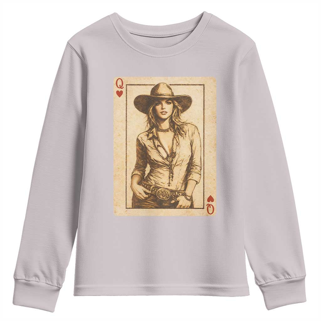 Funny Western Valentine Cowgirl Queen of Hearts Card Youth Sweatshirt