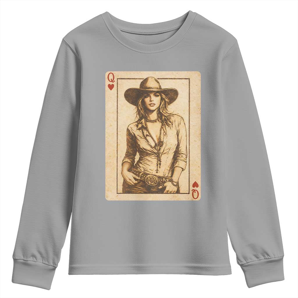 Funny Western Valentine Cowgirl Queen of Hearts Card Youth Sweatshirt