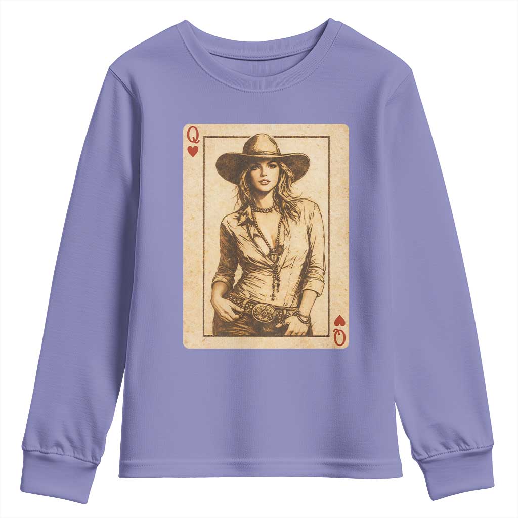 Funny Western Valentine Cowgirl Queen of Hearts Card Youth Sweatshirt