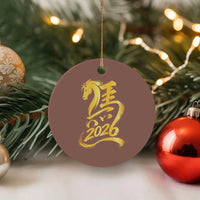 Chinese New Year 2026 Ceramic Ornament Year of The Horse Gold Calligraphy Art