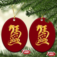 Chinese New Year 2026 Ceramic Ornament Year of The Horse Gold Calligraphy Art
