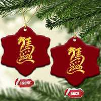 Chinese New Year 2026 Ceramic Ornament Year of The Horse Gold Calligraphy Art