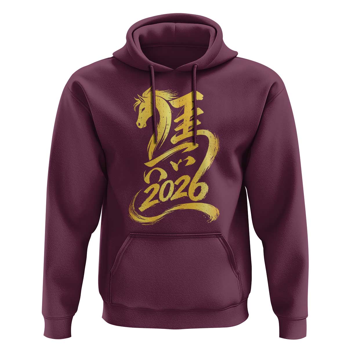 Chinese New Year 2026 Hoodie Year of The Horse Gold Calligraphy Art