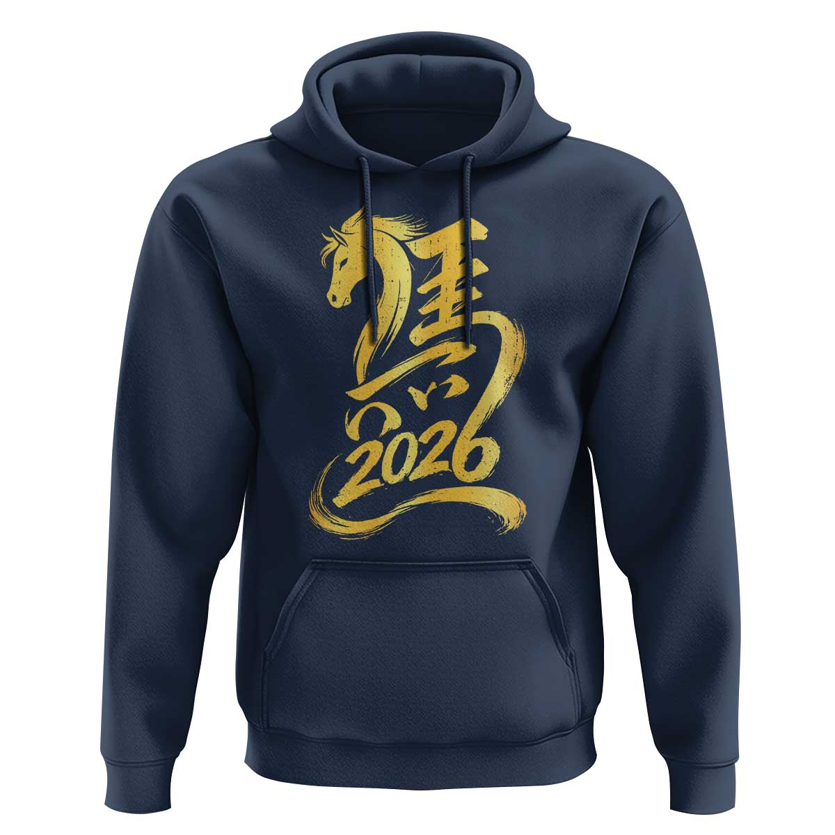 Chinese New Year 2026 Hoodie Year of The Horse Gold Calligraphy Art