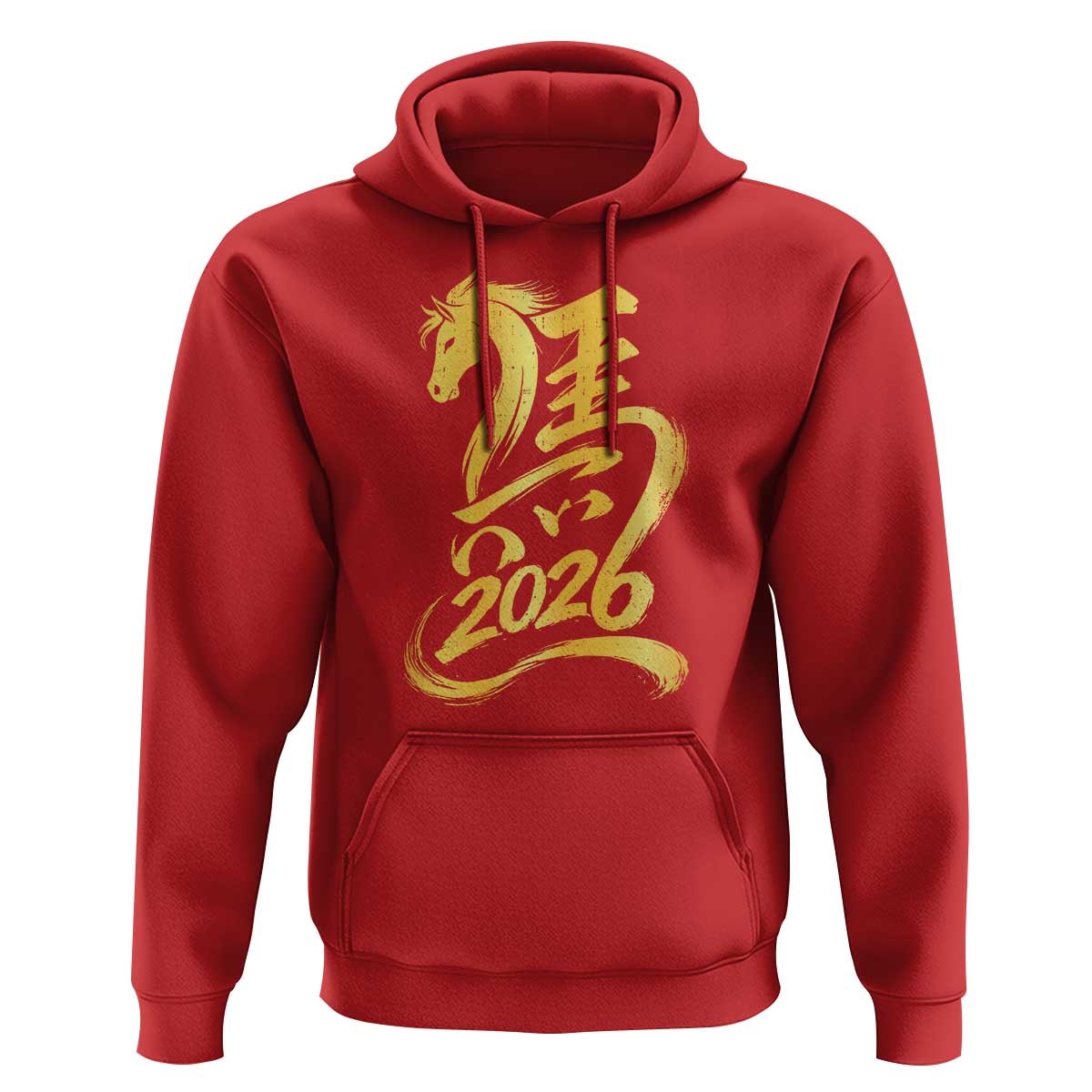 Chinese New Year 2026 Hoodie Year of The Horse Gold Calligraphy Art