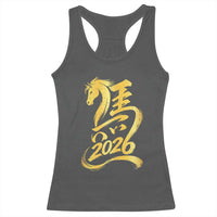 Chinese New Year 2026 Racerback Tank Top Year of The Horse Gold Calligraphy Art