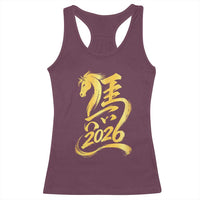 Chinese New Year 2026 Racerback Tank Top Year of The Horse Gold Calligraphy Art