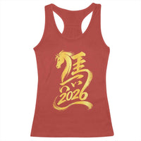 Chinese New Year 2026 Racerback Tank Top Year of The Horse Gold Calligraphy Art