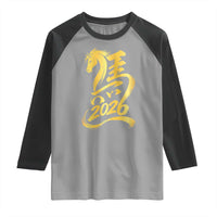 Chinese New Year 2026 Raglan Shirt Year of The Horse Gold Calligraphy Art