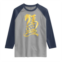 Chinese New Year 2026 Raglan Shirt Year of The Horse Gold Calligraphy Art