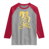Chinese New Year 2026 Raglan Shirt Year of The Horse Gold Calligraphy Art