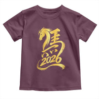 Chinese New Year 2026 Toddler T Shirt Year of The Horse Gold Calligraphy Art