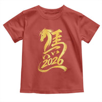 Chinese New Year 2026 Toddler T Shirt Year of The Horse Gold Calligraphy Art