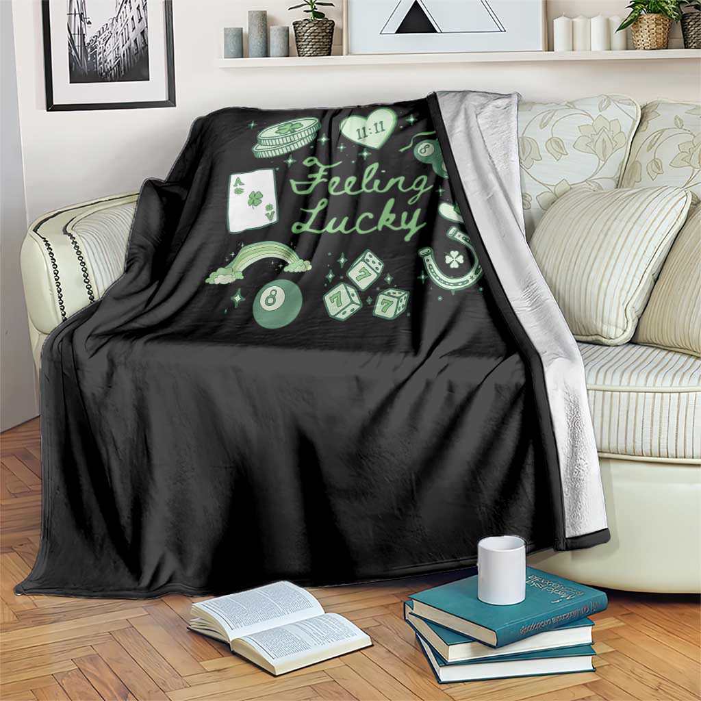 Feeling Lucky St Patricks Day Coquette Shamrock Throw Blanket