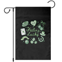 Feeling Lucky St Patricks Day Coquette Shamrock Garden Flag