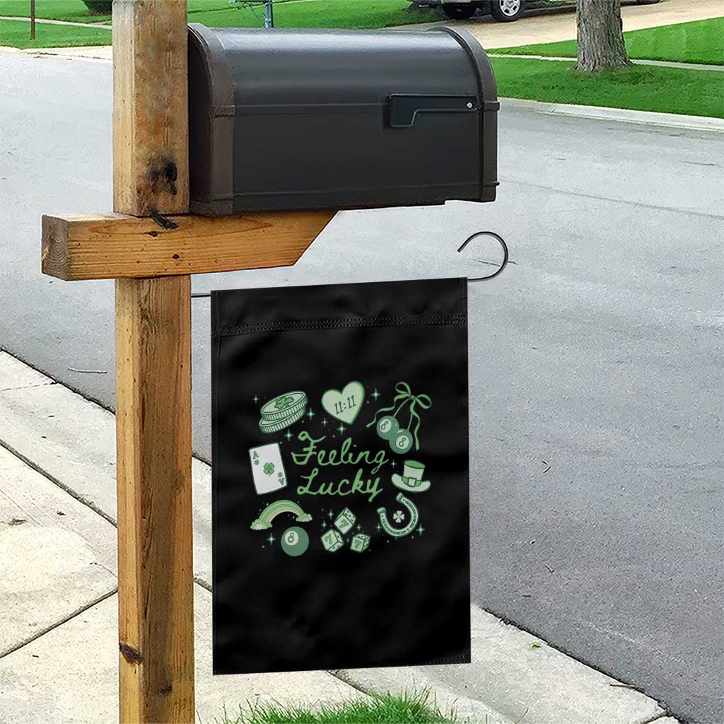 Feeling Lucky St Patricks Day Coquette Shamrock Garden Flag