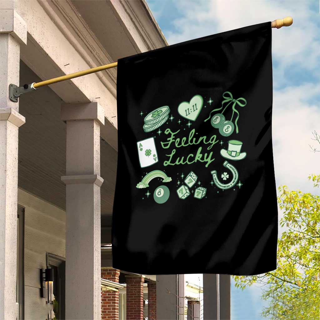 Feeling Lucky St Patricks Day Coquette Shamrock Garden Flag