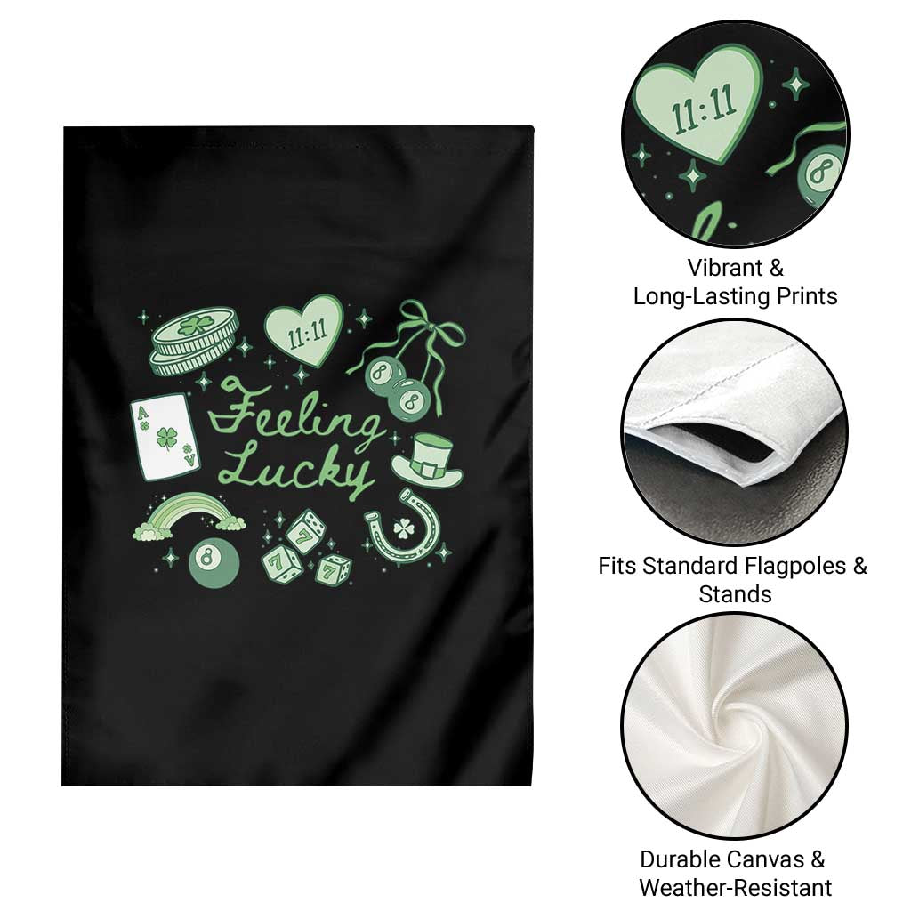 Feeling Lucky St Patricks Day Coquette Shamrock Garden Flag
