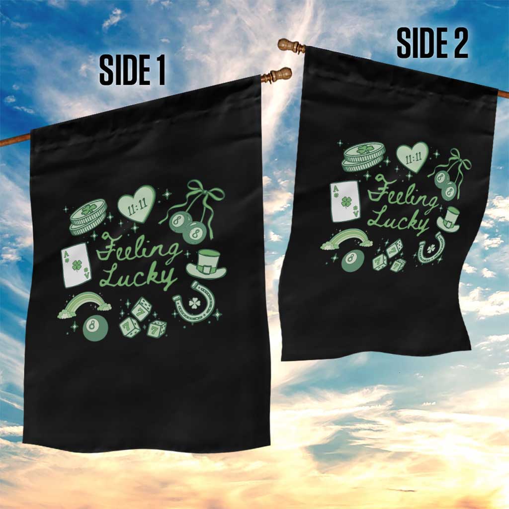 Feeling Lucky St Patricks Day Coquette Shamrock Garden Flag