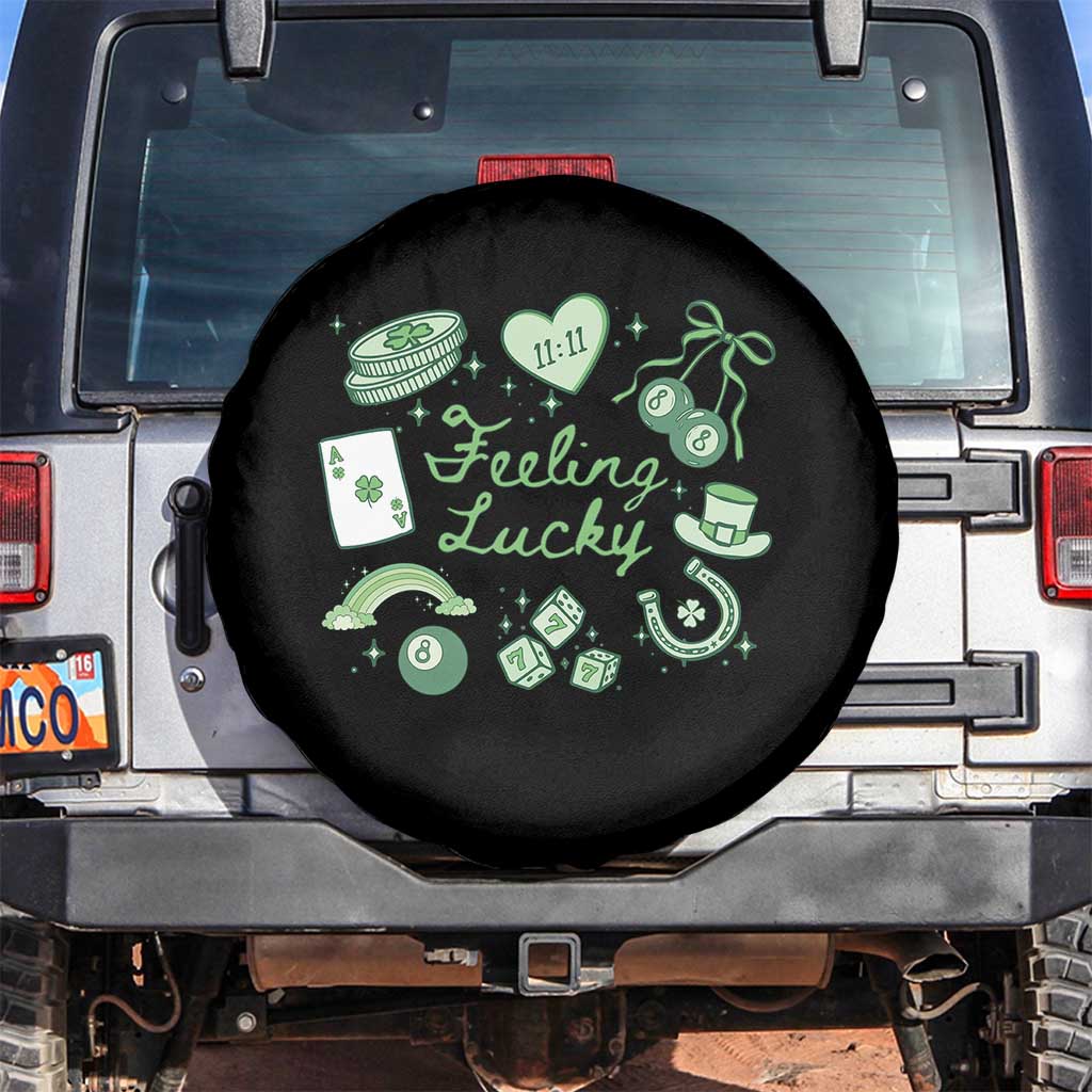 Feeling Lucky St Patricks Day Coquette Shamrock Spare Tire Cover