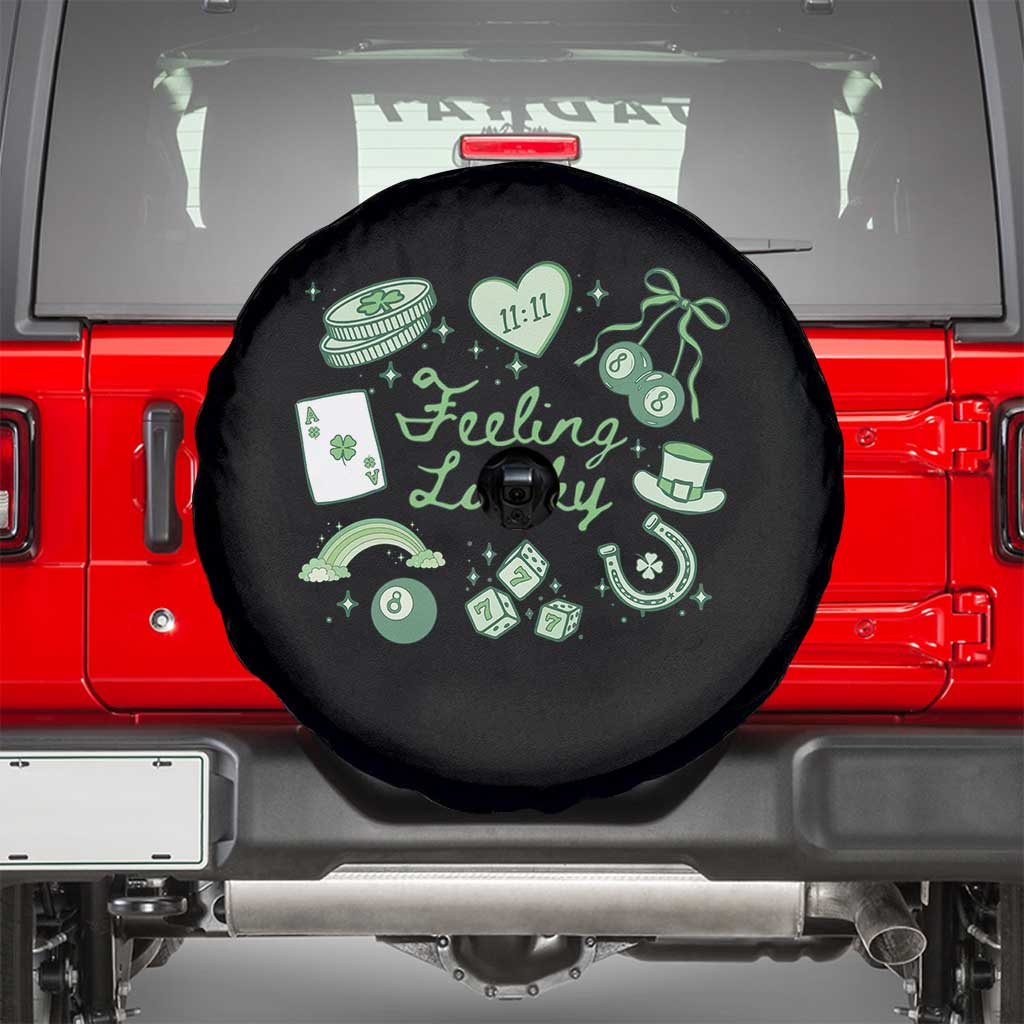 Feeling Lucky St Patricks Day Coquette Shamrock Spare Tire Cover