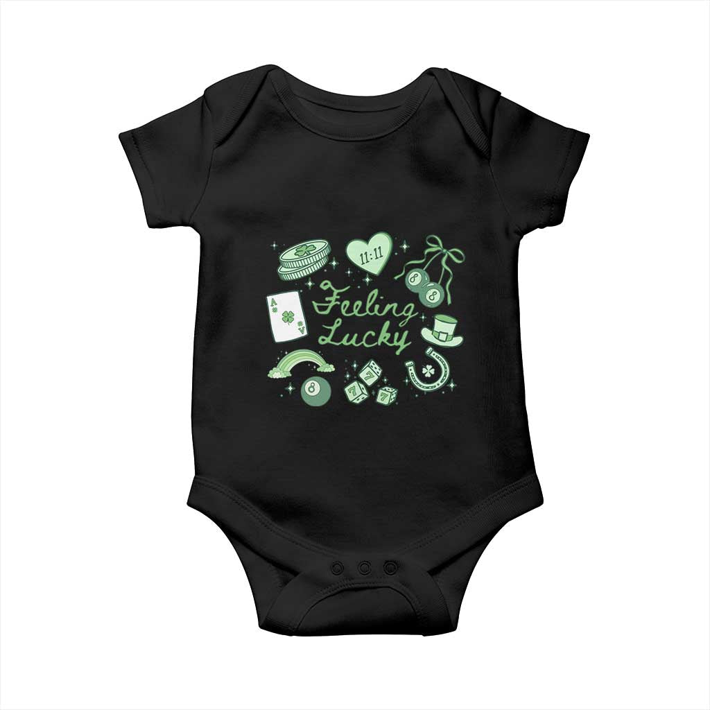 Feeling Lucky St Patricks Day Coquette Shamrock Baby Onesie
