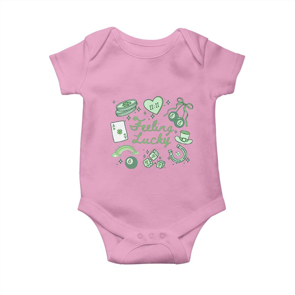 Feeling Lucky St Patricks Day Coquette Shamrock Baby Onesie