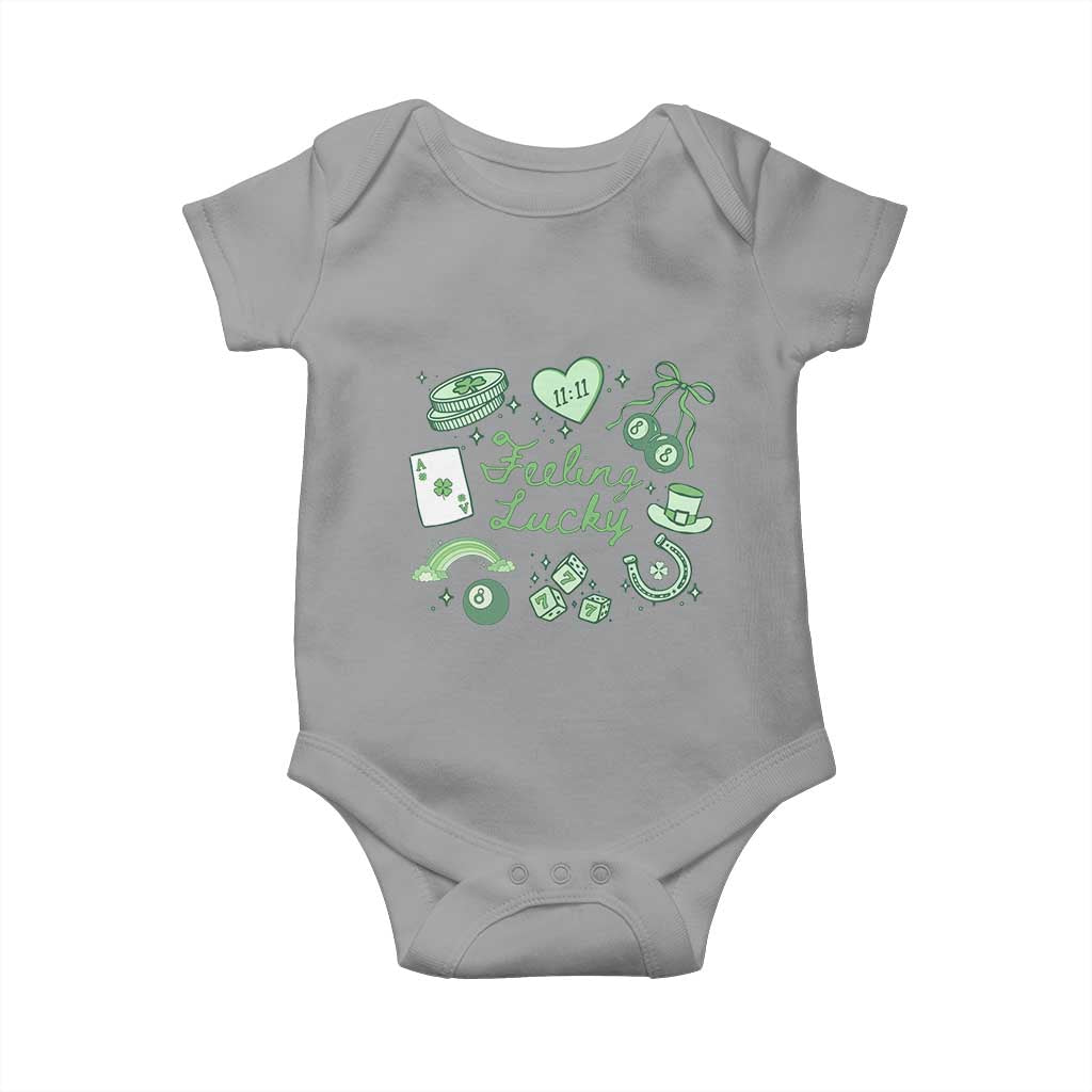 Feeling Lucky St Patricks Day Coquette Shamrock Baby Onesie