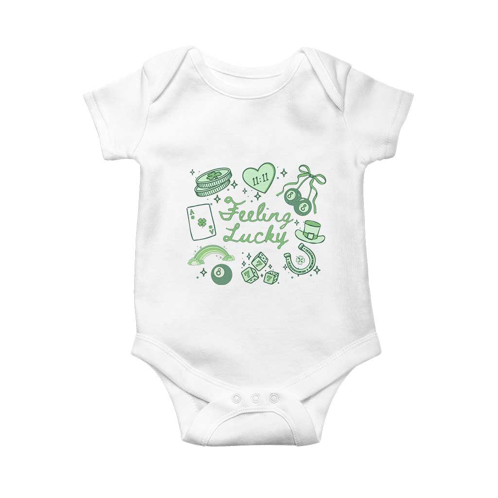 Feeling Lucky St Patricks Day Coquette Shamrock Baby Onesie