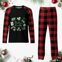 Feeling Lucky St Patricks Day Coquette Shamrock Plaid Pajama Set