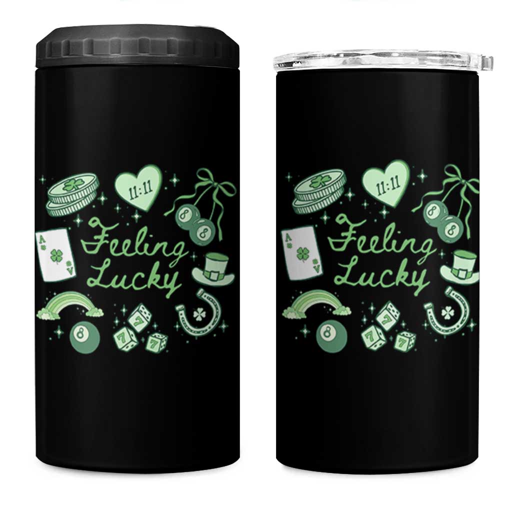 Feeling Lucky St Patricks Day Coquette Shamrock 4 in 1 Can Cooler Tumbler