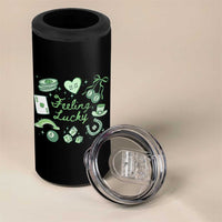 Feeling Lucky St Patricks Day Coquette Shamrock 4 in 1 Can Cooler Tumbler