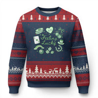Feeling Lucky St Patricks Day Coquette Shamrock Ugly Christmas Sweater