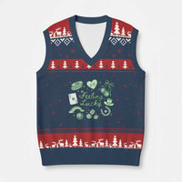 Feeling Lucky St Patricks Day Coquette Shamrock V-Neck Knit Sweater Vest
