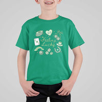 Feeling Lucky St Patricks Day Coquette Shamrock T Shirt For Kid