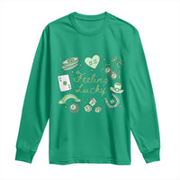 Feeling Lucky St Patricks Day Coquette Shamrock Long Sleeve Shirt